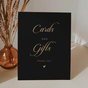Classic Black and Gold Wedding Cards and Gifts Pedestal Sign