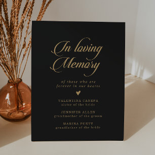Classic Black and Gold Wedding In Loving Memory Pedestal Sign