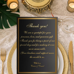 Classic Black and Gold Wedding Thank You Card