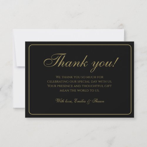 Classic Black and Gold Wedding Thank You Cards
