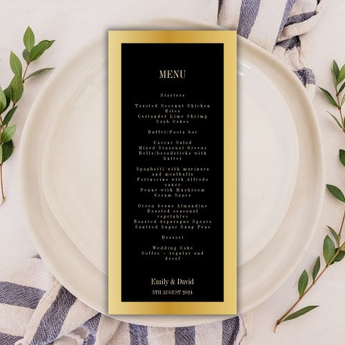 Classic Black and Golden Wedding  Menu