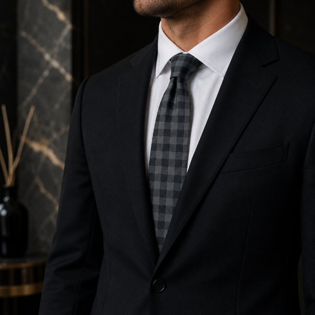 Classic Black and Gray Buffalo Check Neck Tie (Creator Uploaded)
