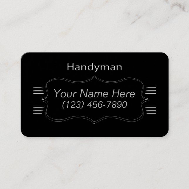 Classic Black and Gray Handyman Business Card (Front)