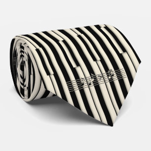Classic Black and Ivory Abstract Piano Key Neck Tie