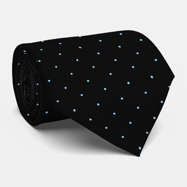 Classic Black and Light Blue Dot Tie for Him (Rolled)