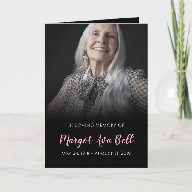 Classic Black and Pink Funeral Program (Front)