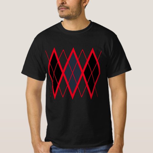 Classic Black and Red Argyle T Shirt