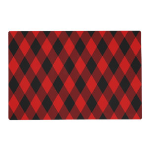 Classic Black and Red Diamond Pattern Placemat