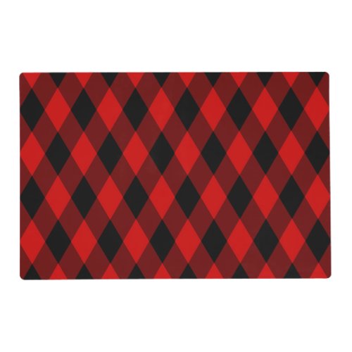 Classic Black and Red Diamond Pattern Placemat