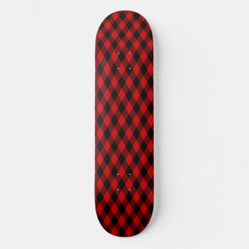 Classic Black and Red Diamond Pattern Skateboard