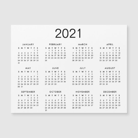 Classic Black And White 2021 Calendar Magnet | Zazzle.com