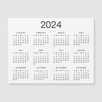 Classic Black And White 2024 Calendar Magnet | Zazzle