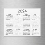 Classic Black And White 2024 Calendar Magnet<br><div class="desc">A simple classic 2024 calendar fridge magnet with black lettering on a white background. You can even add more text or images,  customize background color.</div>