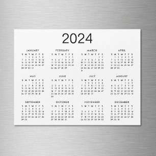 Classic Black And White 2024 Calendar Magnet