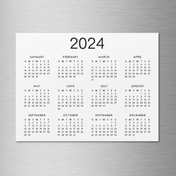 Classic Black And White 2024 Calendar Magnet by officesuppliesshop at Zazzle