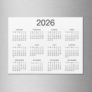 Classic Black And White 2024 Calendar Magnet