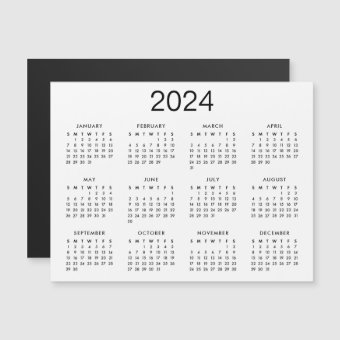 Classic Black And White 2024 Calendar Magnet | Zazzle