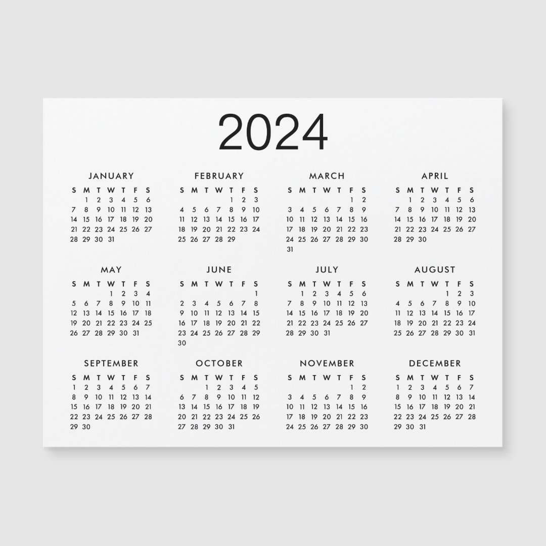 Classic Black And White 2024 Calendar Zazzle