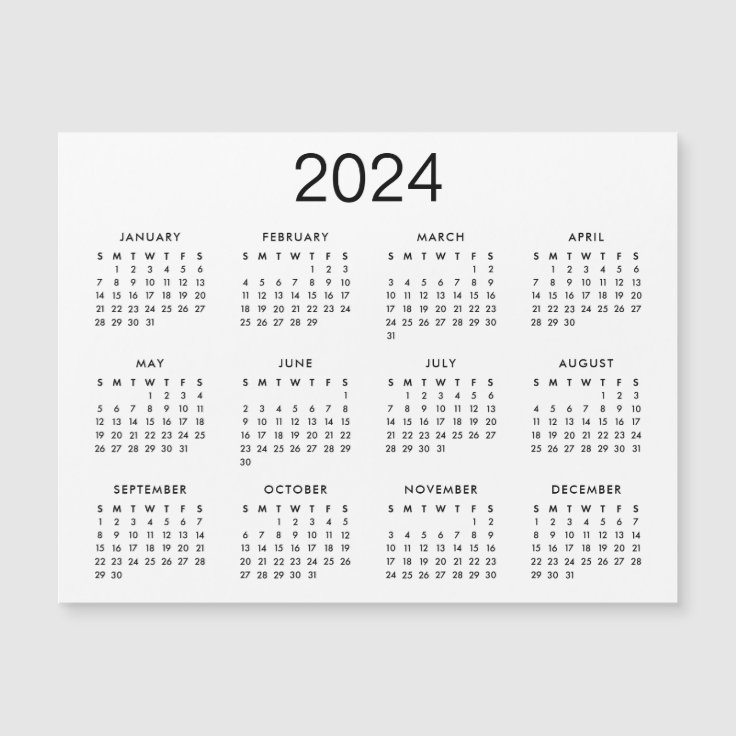 Classic Black And White 2024 Calendar Zazzle