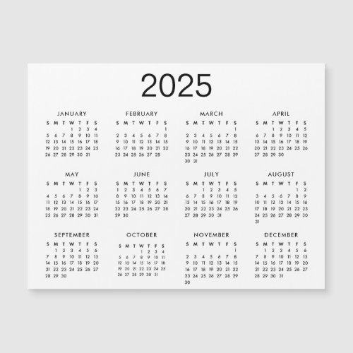 Classic Black And White 2025 Calendar