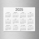 Classic Black And White 2025 Calendar<br><div class="desc">A simple classic 2025 calendar fridge magnet with black lettering on a white background. You can even add more text or images,  customize background color.</div>