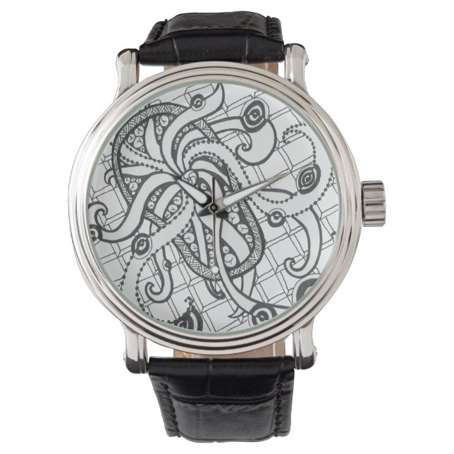 Classic Black and White Abstract Watch (Front)