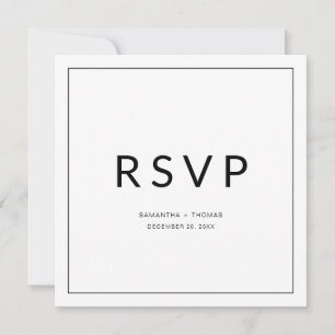 Classic Black and White Border Wedding RSVP Card