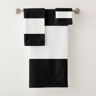 Classic Black and White Broad Stripe Bath Towel Set