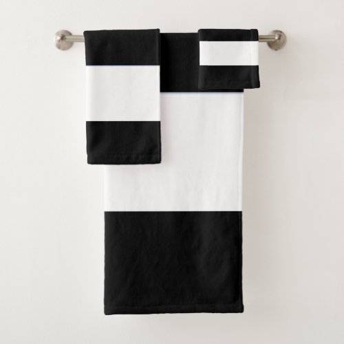Classic Black and White Broad Stripe Bath Towel Set