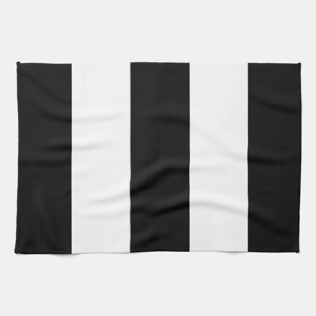 Classic Black and White Broad Stripes on a Kitchen Towel (Horizontal)