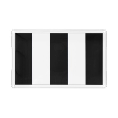Classic Black and White Broad Stripes on an Acrylic Tray