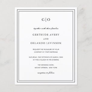 Classic Black and White Budget Wedding Invitation