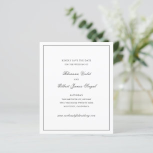 Classic Black and White Budget Wedding Save Date