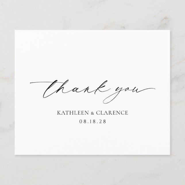 Classic Black and White Budget Wedding Thank You (Front)