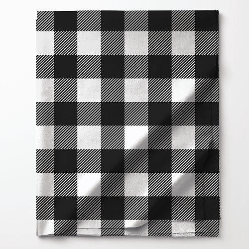 Classic Black and White Buffalo Plaid Pattern Fabric