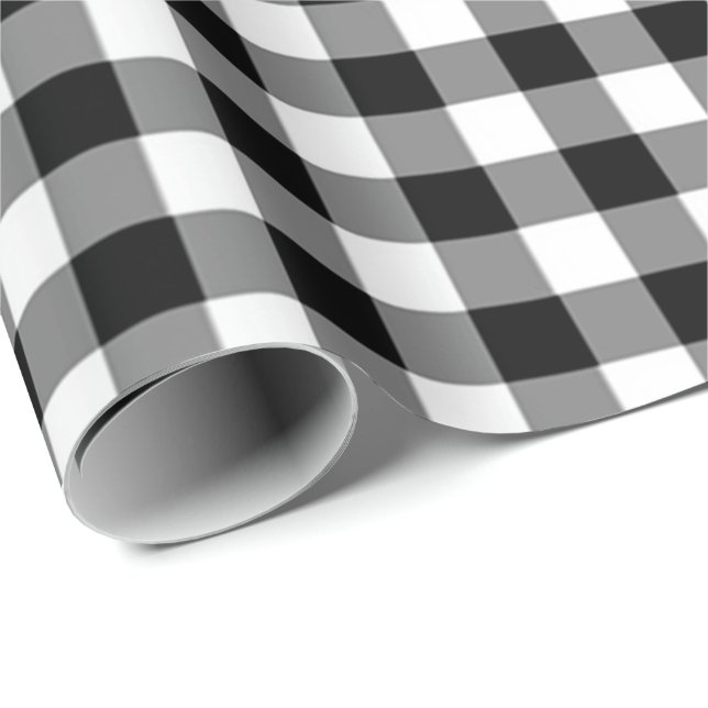 Classic Black and White Buffalo Plaid Pattern Wrapping Paper (Roll Corner)