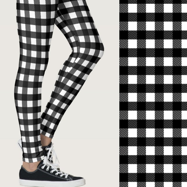 Classic black and white buffalo plaid patterned leggings (Creator Uploaded)
