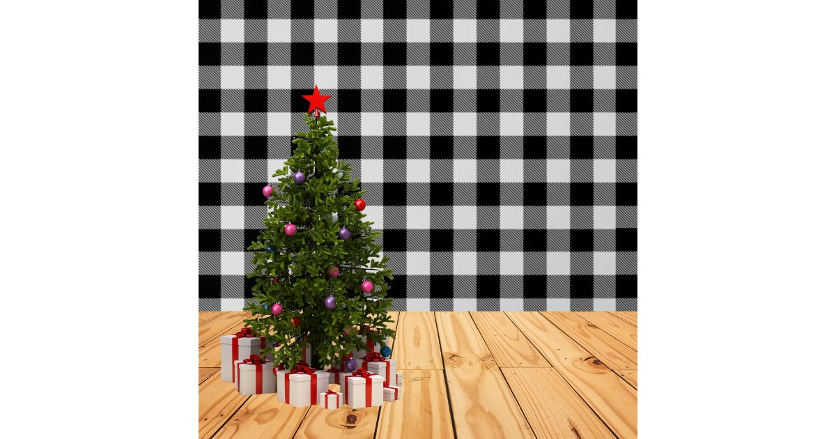 Classic Black and White Buffalo Plaid Wallpaper | Zazzle