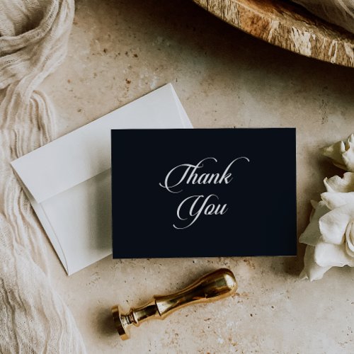 Classic Black and White Calligraphy Fat Wedding Thank You Card