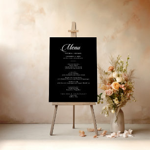 Classic Black and White Calligraphy Wedding Menu Foam Board