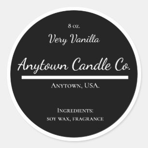 Classic Black and White Candle Jar Label