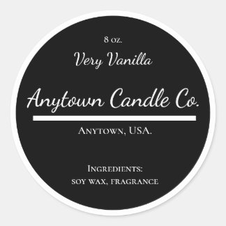 Classic Black and White Candle Jar Label
