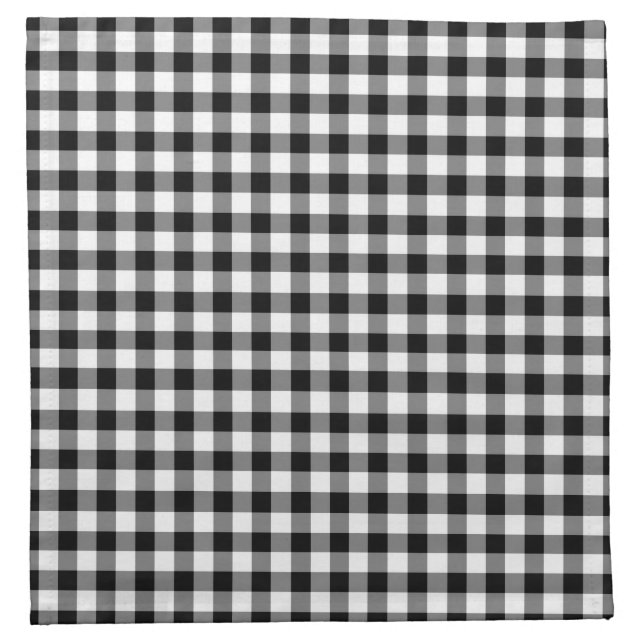 Classic Black And White Checked Gingham Pattern Napkin (Front)
