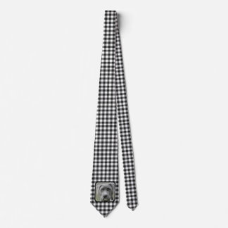 Classic Black and White Checker Pattern Pet Photo Neck Tie
