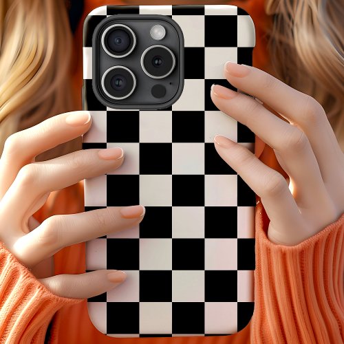 Classic Black and White Checkerboard iPhone 15 Case