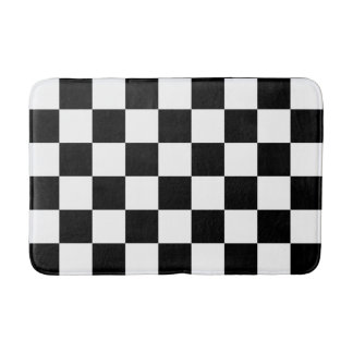 Classic Black and White Checkered Bath Mat