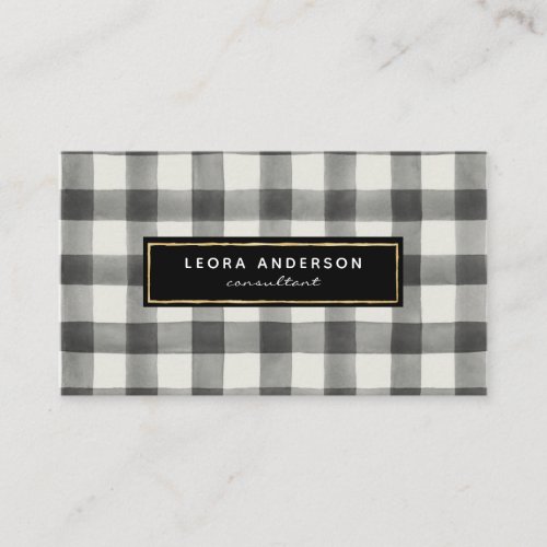 Classic Black and White Checkered Plaid Pattern Business Card