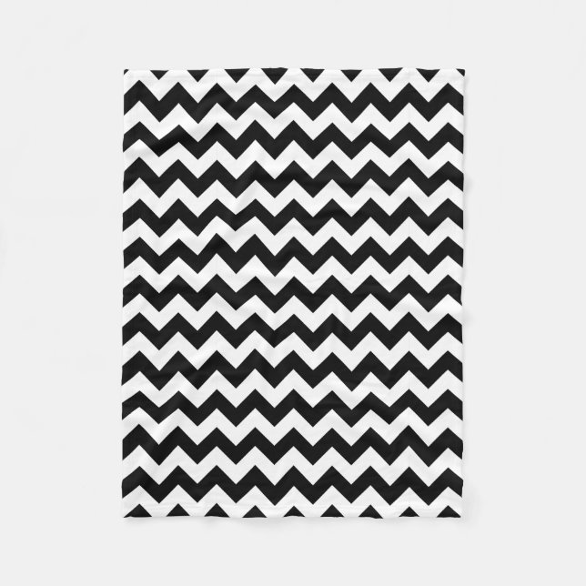 Classic Black and White Chevron Fleece Blanket (Front)