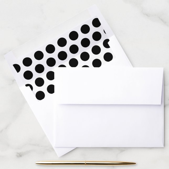 Classic Black and White Circle Pattern Polka Dots Envelope Liner (Desk)