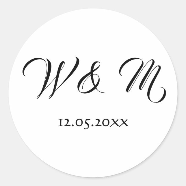 Classic Black and White Classic Round Sticker (Front)